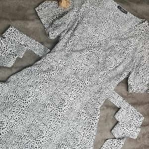 NWOT SHEIN Puff Sleeve Faux Wrap Midi Dress